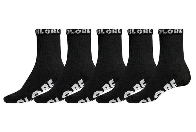 Chaussettes noires quart de tour, paquet de 5