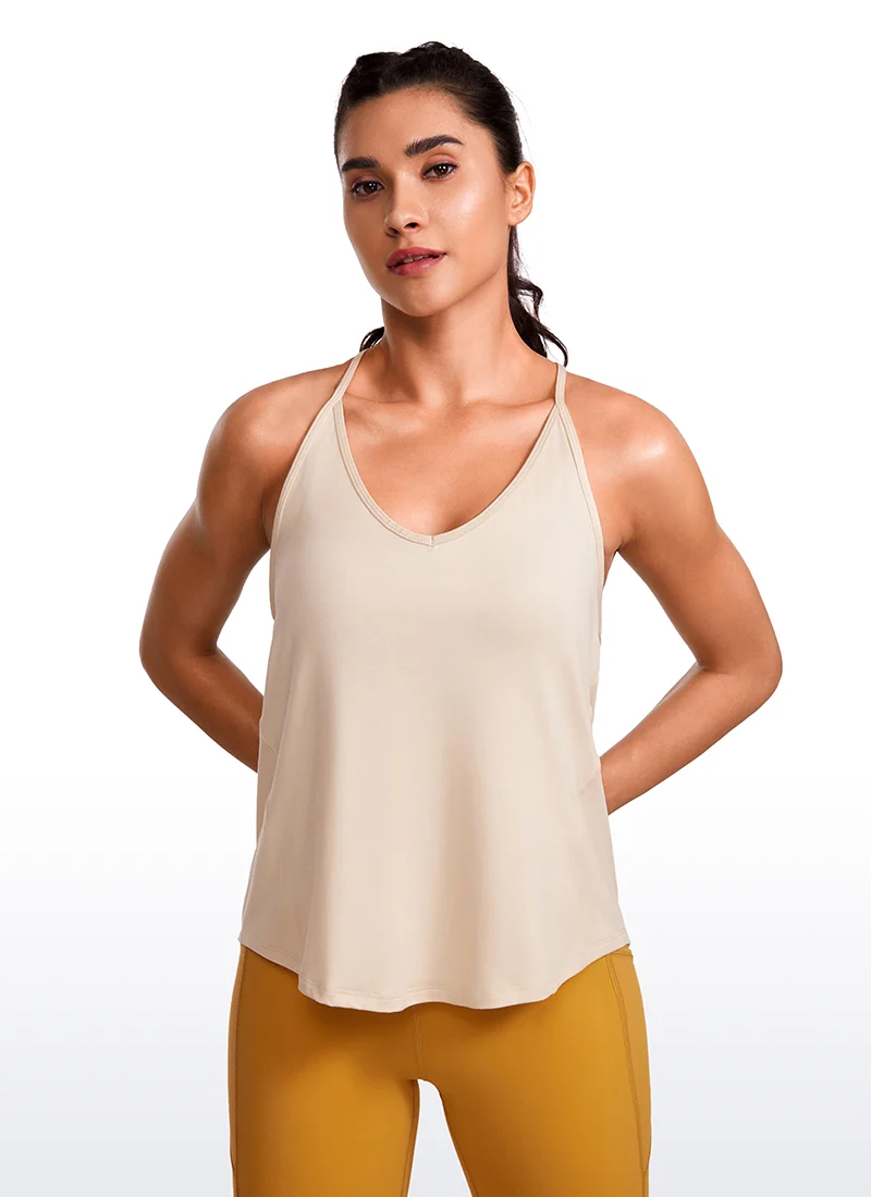 Lightweight Tie Back Halter V Neck Tank