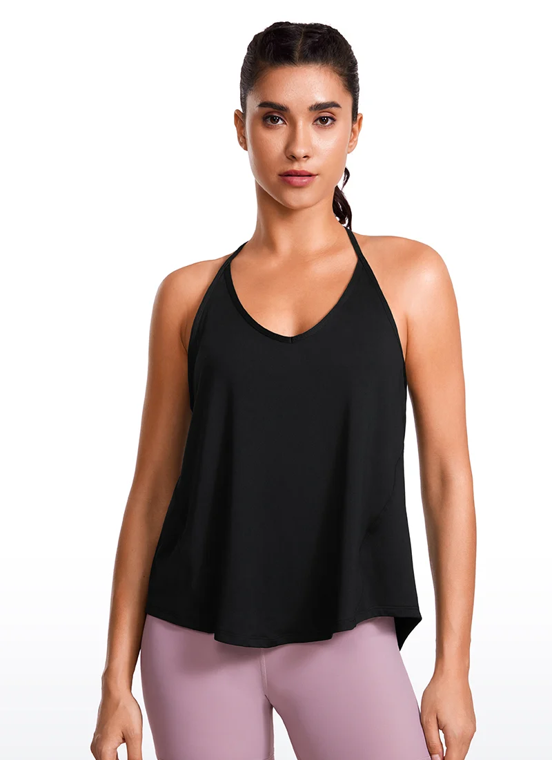 Lightweight Tie Back Halter V Neck Tank