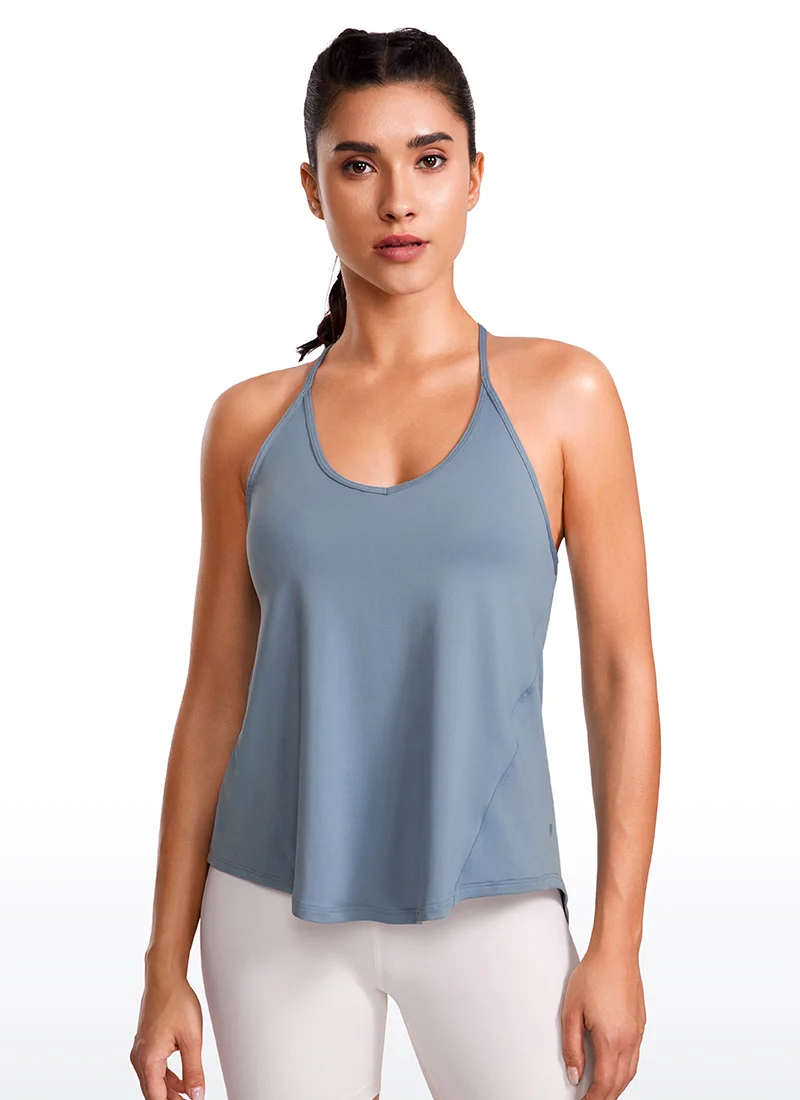 Lightweight Tie Back Halter V Neck Tank