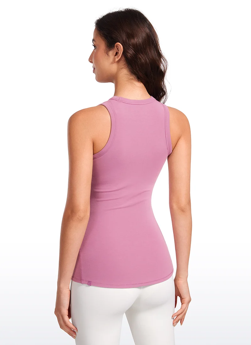 Hip Length High Neck Ribbed Racerback Tank
