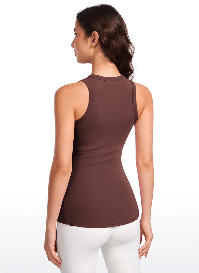 Hip Length High Neck Ribbed Racerback Tank