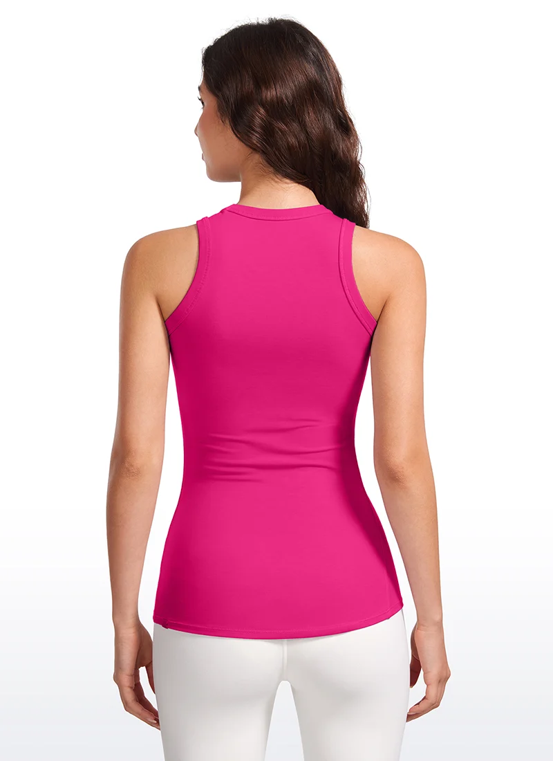 Hip Length High Neck Ribbed Racerback Tank