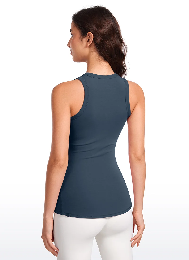 Hip Length High Neck Ribbed Racerback Tank