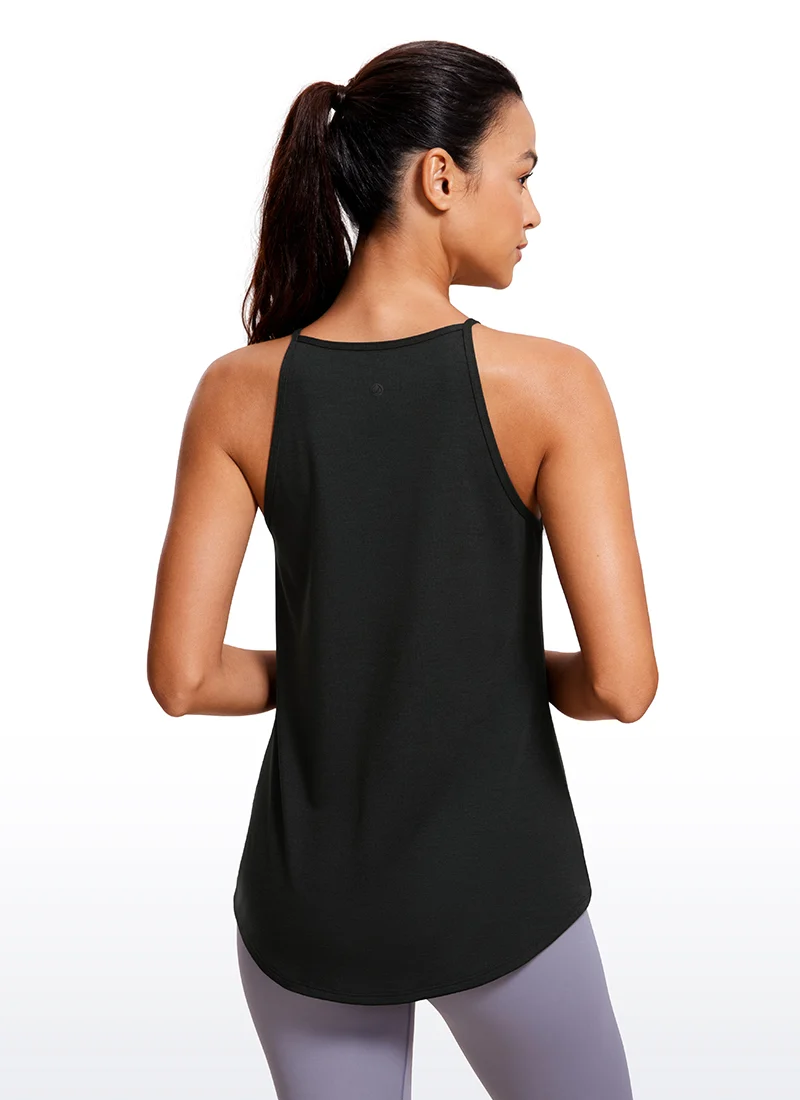 Hip Length High Neck Halter Tank