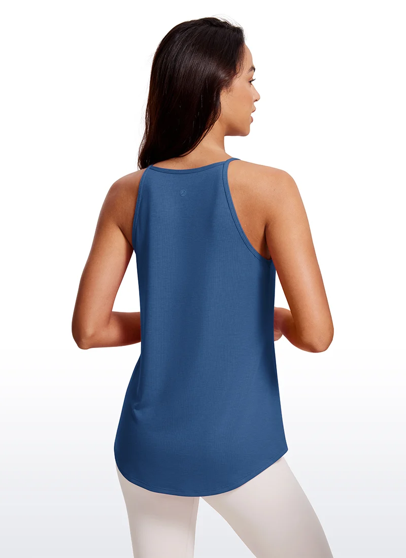 Hip Length High Neck Halter Tank