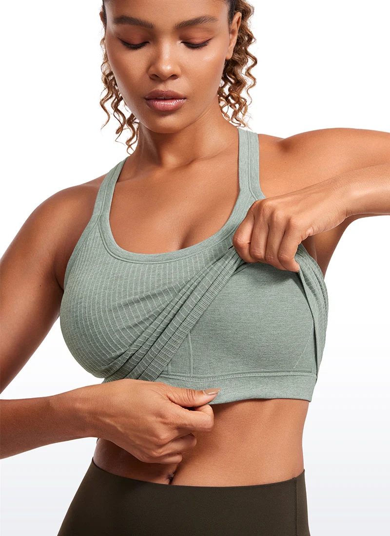 Seamless Racerback Built in Bra Ribbed Tank