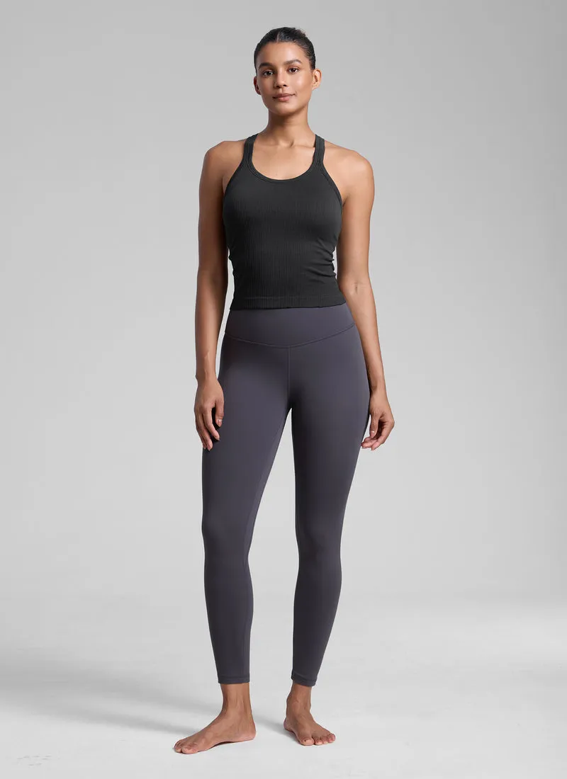 Seamless Racerback Built in Bra Ribbed Tank
