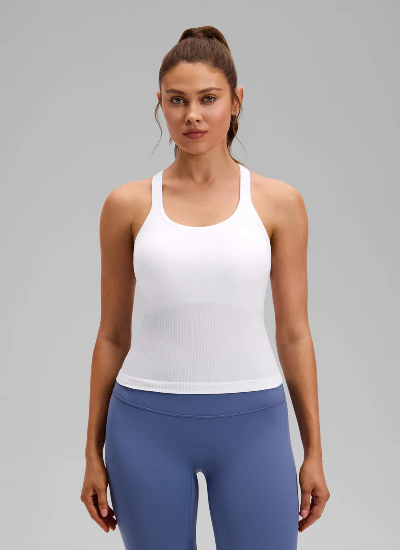 Seamless Racerback Built in Bra Ribbed Tank