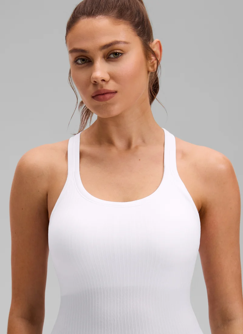 Seamless Racerback Built in Bra Ribbed Tank