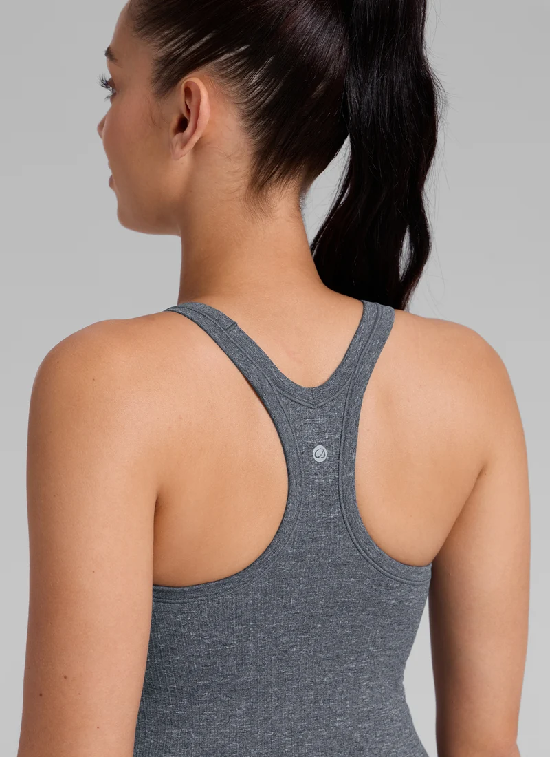 Seamless Racerback Built in Bra Ribbed Tank