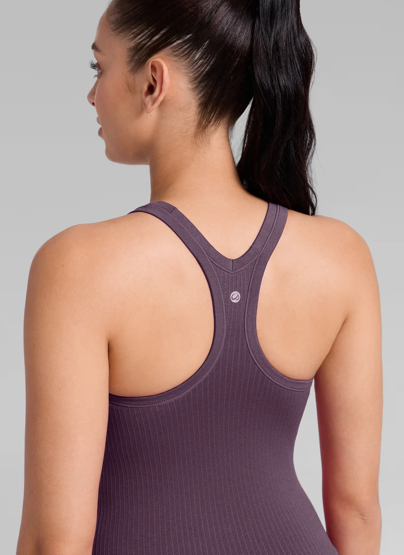 Seamless Racerback Built in Bra Ribbed Tank