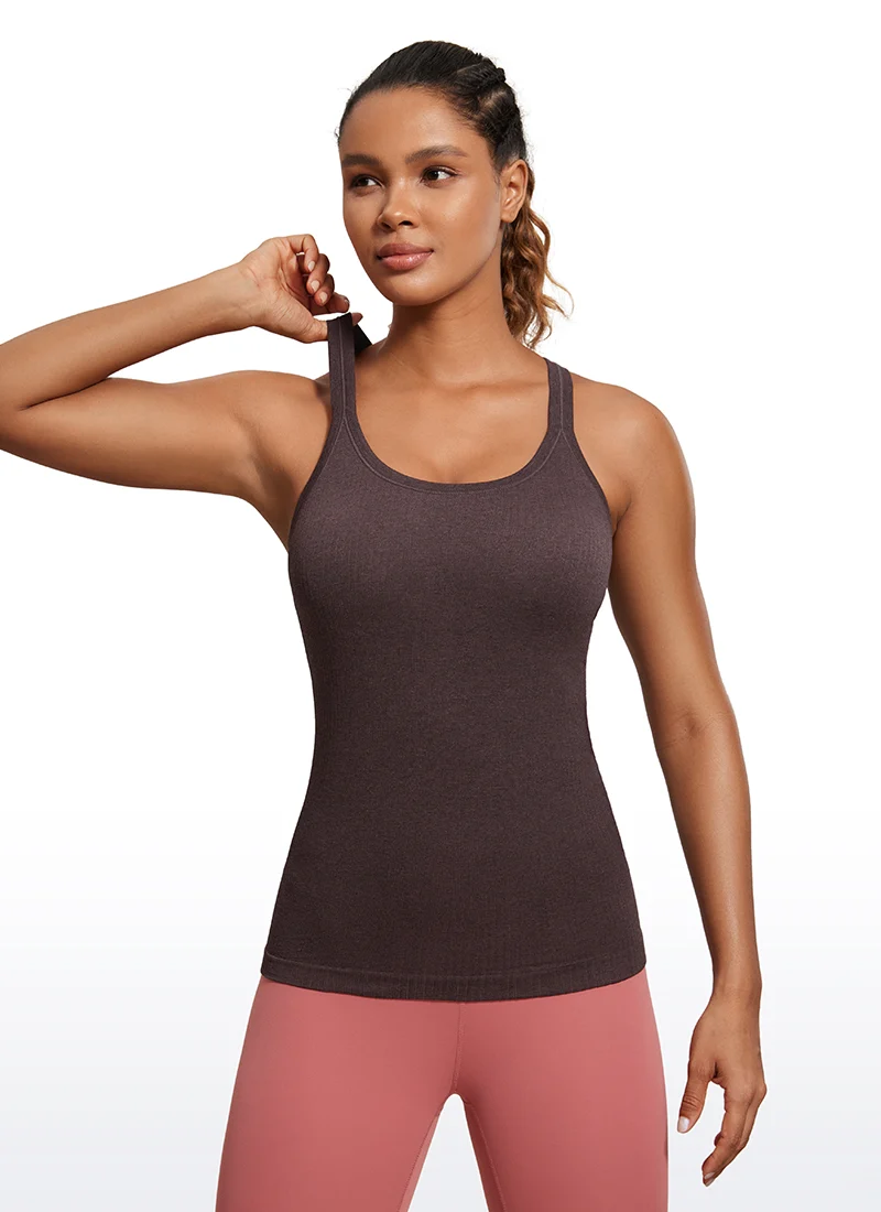 Seamless Racerback Ribbed Hip Length Tank
