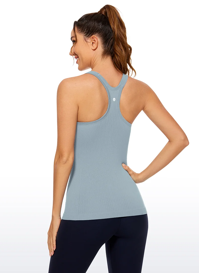 Seamless Racerback Ribbed Hip Length Tank