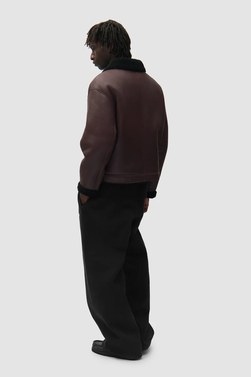 Veste en cuir shearling - Bordeaux
