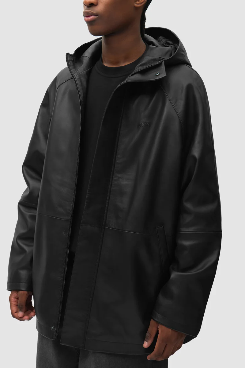 Imperméable en cuir - Noir