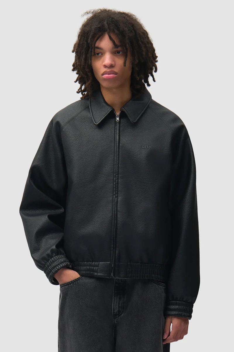 Veste d'uniforme réversible en cuir - Noire