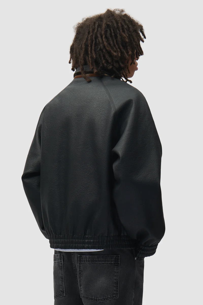Veste d'uniforme réversible en cuir - Noire