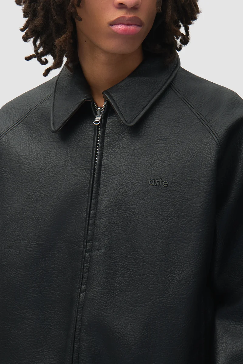 Veste d'uniforme réversible en cuir - Noire