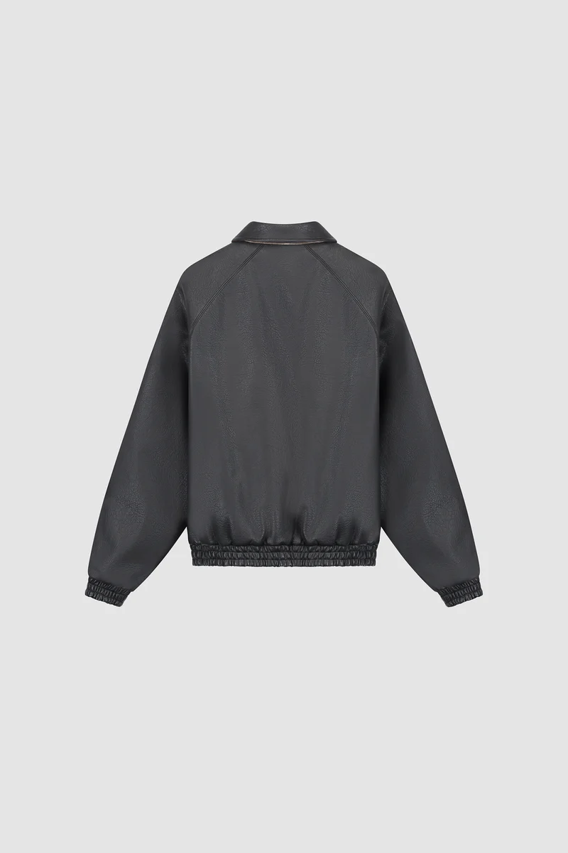 Veste d'uniforme réversible en cuir - Noire