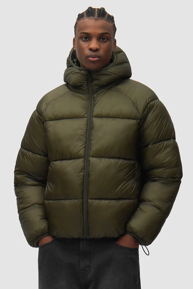 Doudoune à capuche en tissu ripstop - Vert
