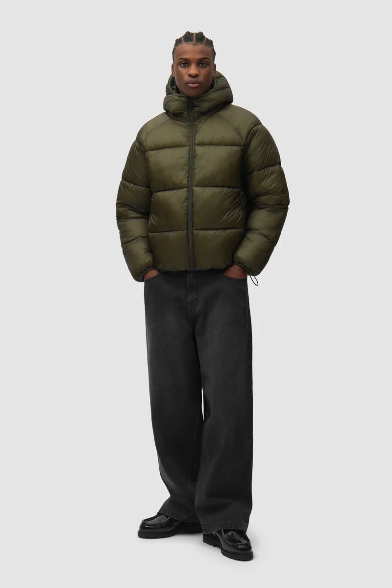 Doudoune à capuche en tissu ripstop - Vert
