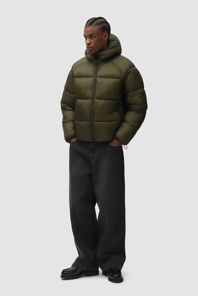 Doudoune à capuche en tissu ripstop - Vert