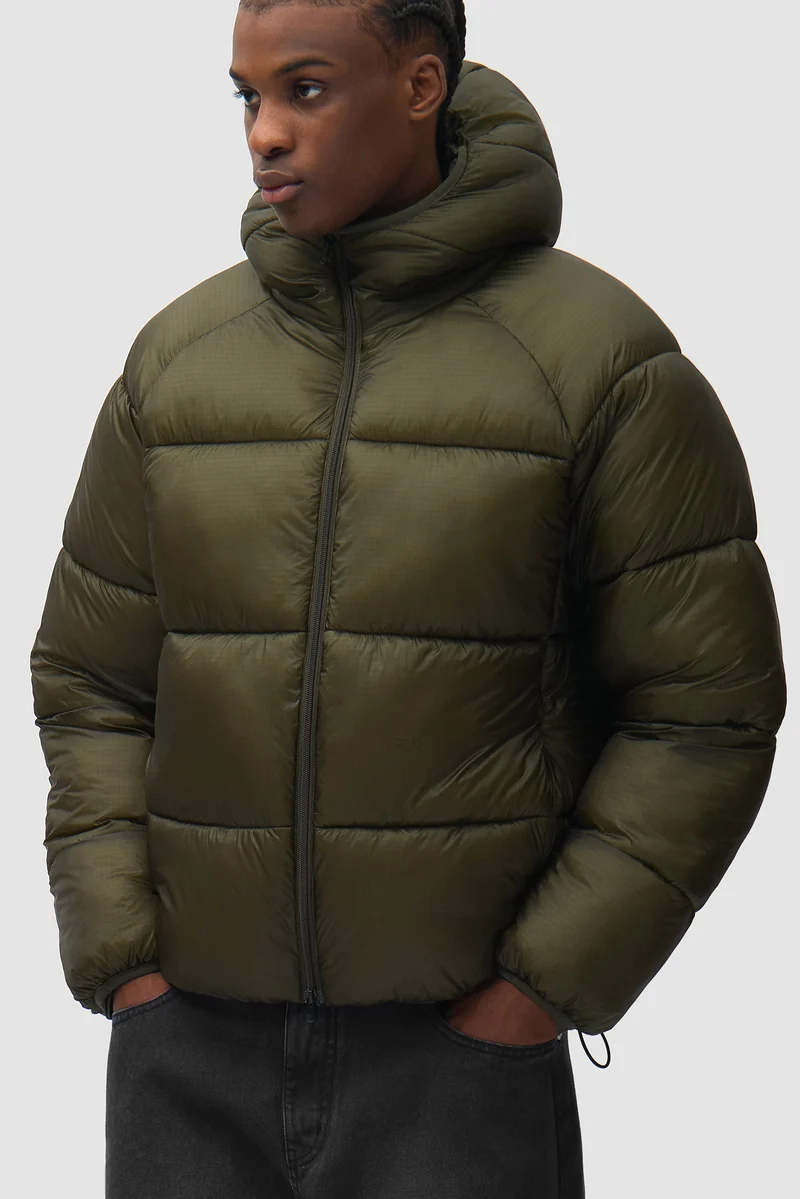 Doudoune à capuche en tissu ripstop - Vert