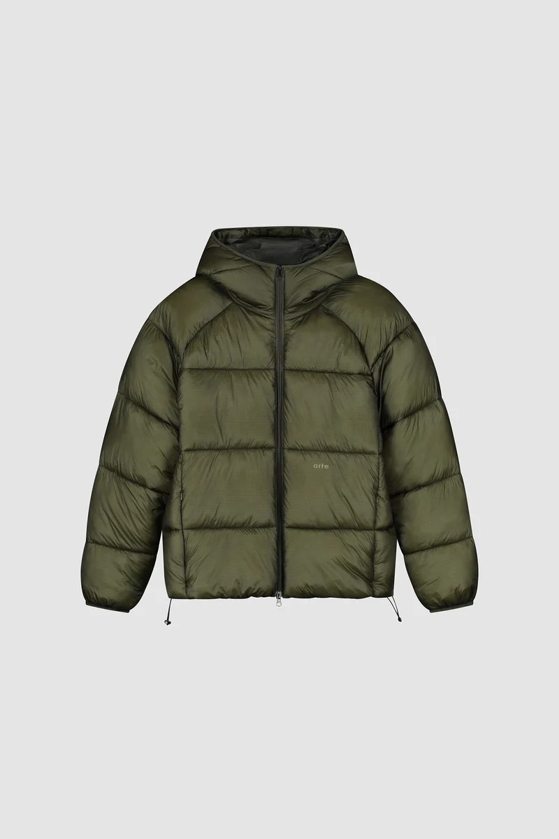 Doudoune à capuche en tissu ripstop - Vert