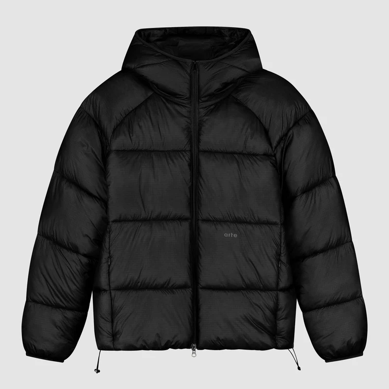 Doudoune à capuche en ripstop - Noir