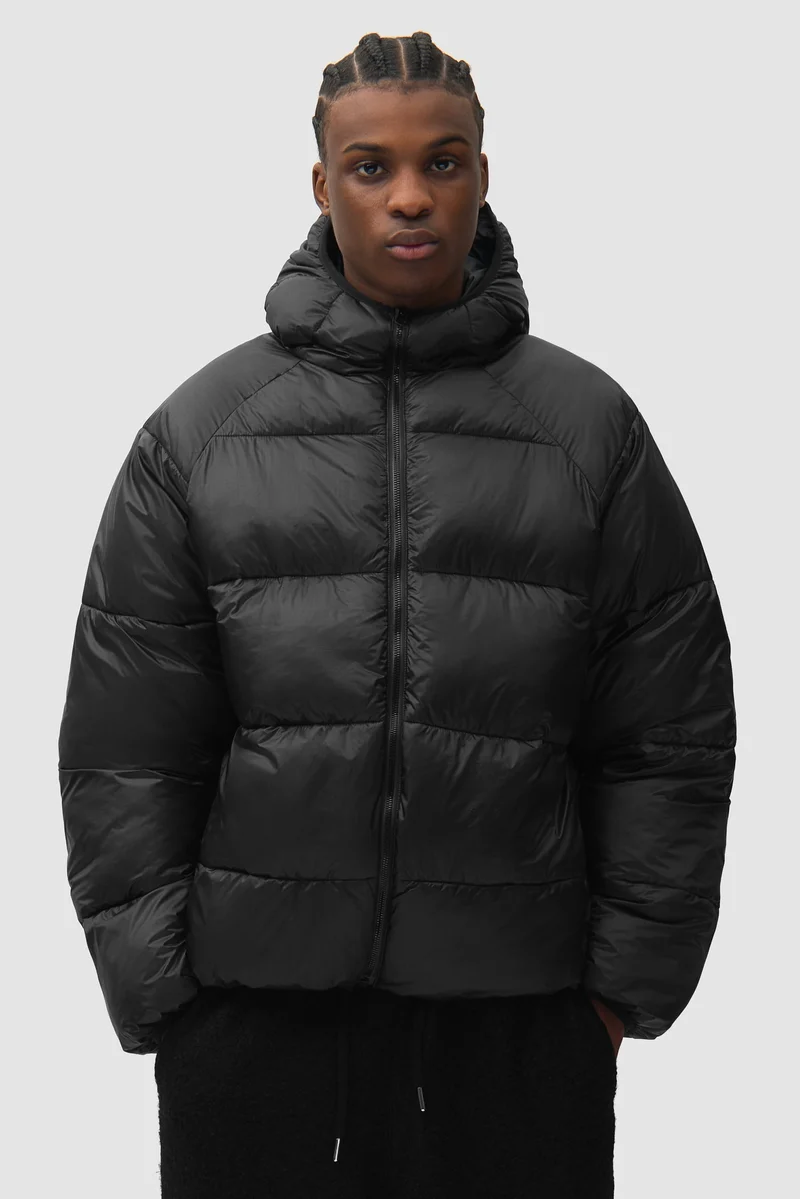 Doudoune à capuche en ripstop - Noir