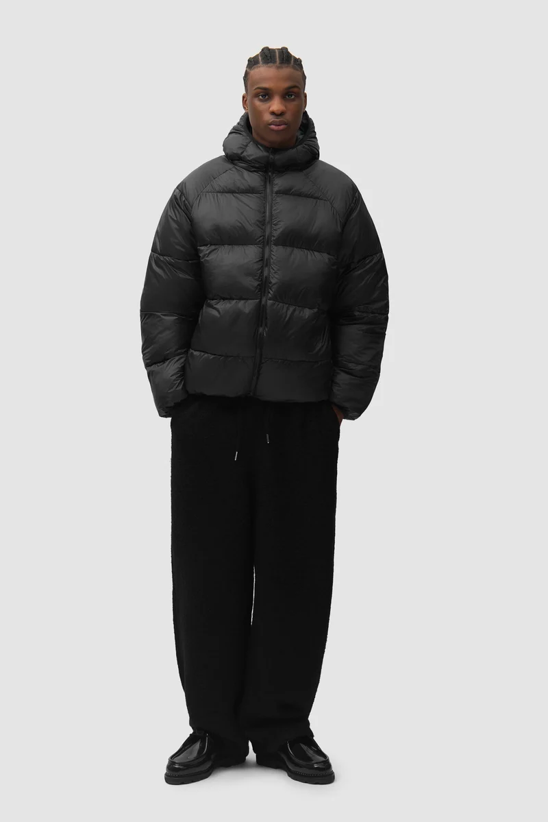 Doudoune à capuche en ripstop - Noir