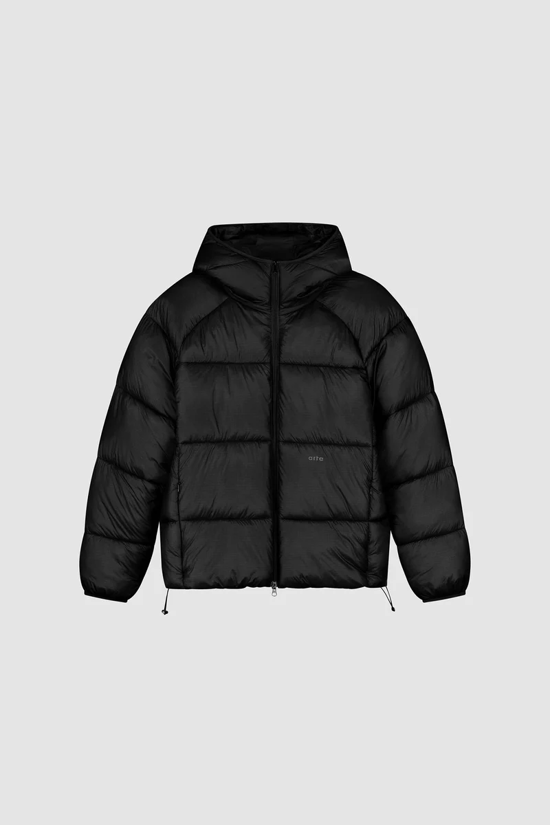Doudoune à capuche en ripstop - Noir