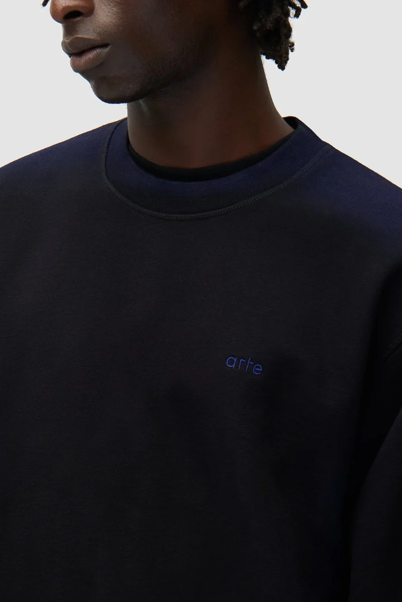 T-shirt à col rond Sunfade - Bleu marine/Noir