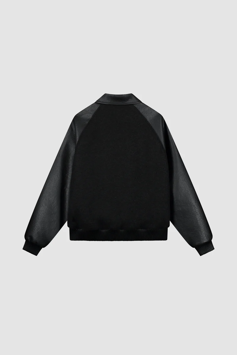 Veste universitaire en cuir - Noir