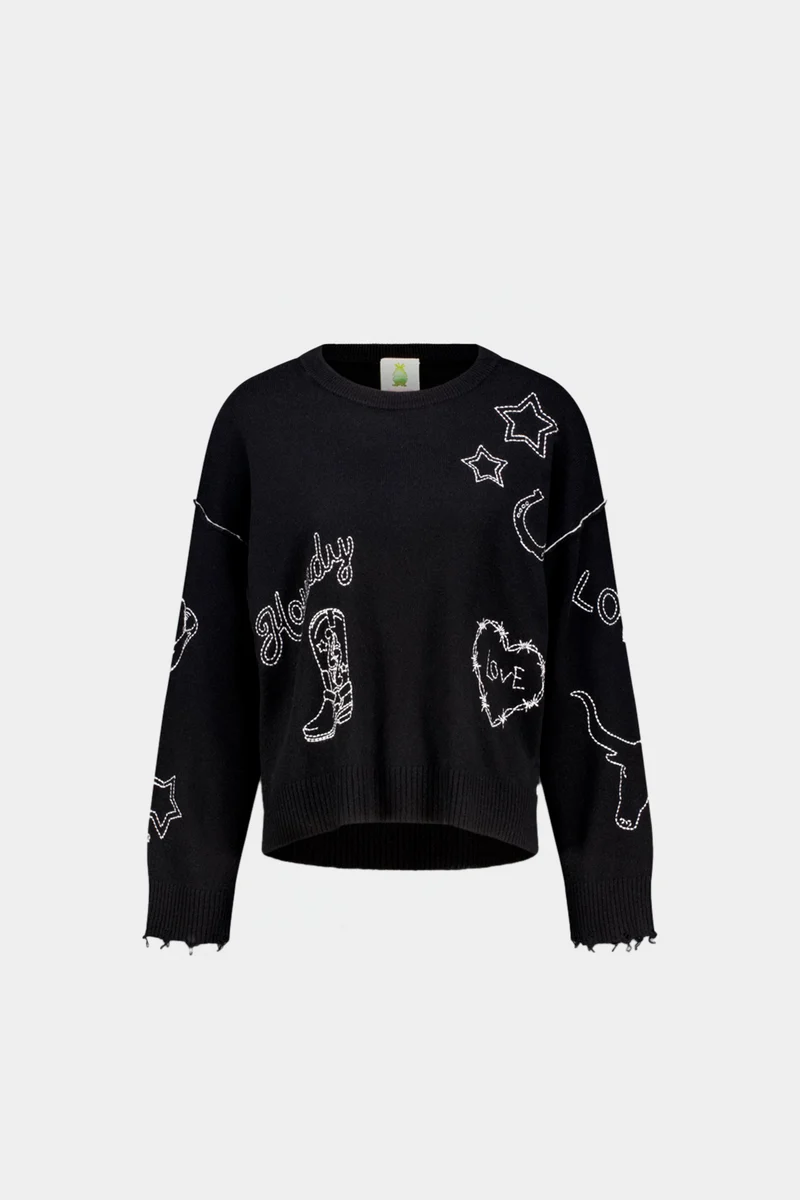 Pull à broderies western