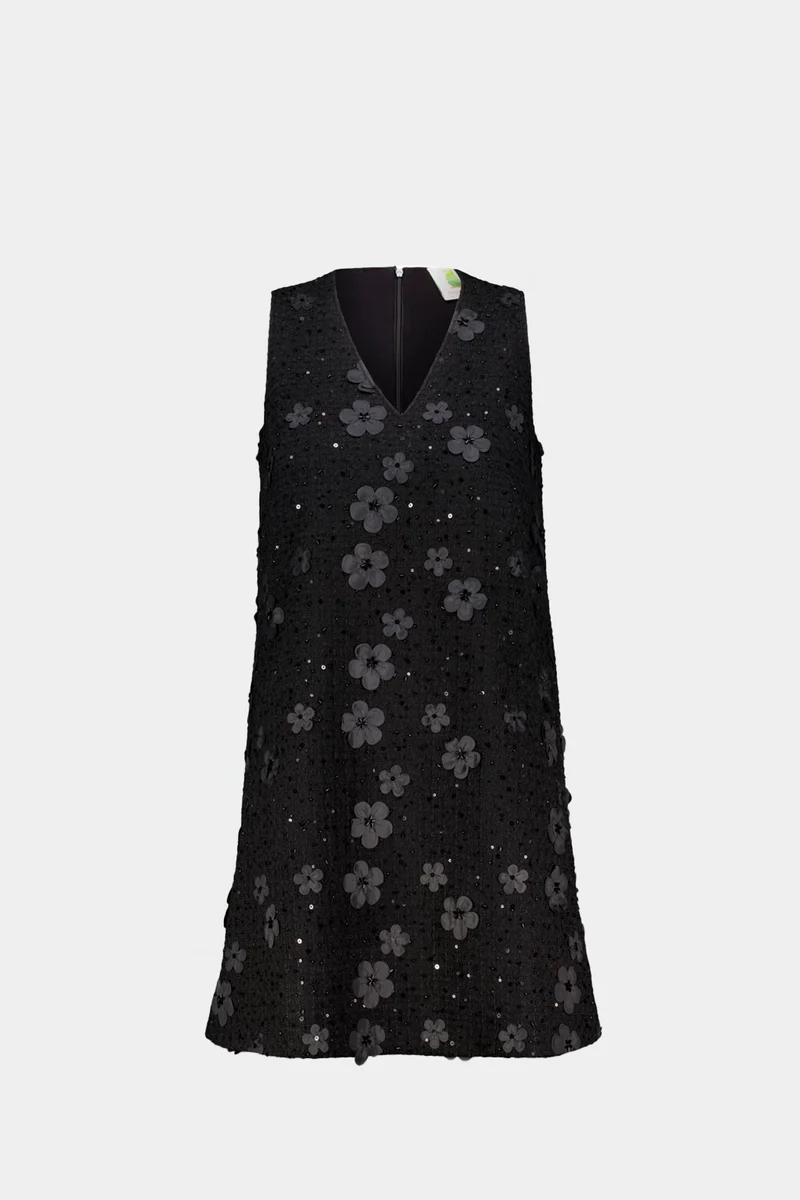Robe à col en V tissée « Deco Flower »