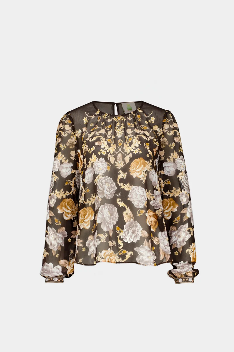 Blouse froncée « Oldflowers »