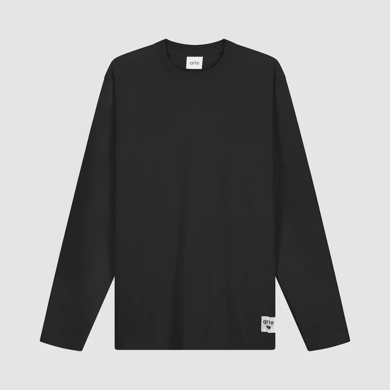T-shirt à manches longues avec étiquette réversible - Noir