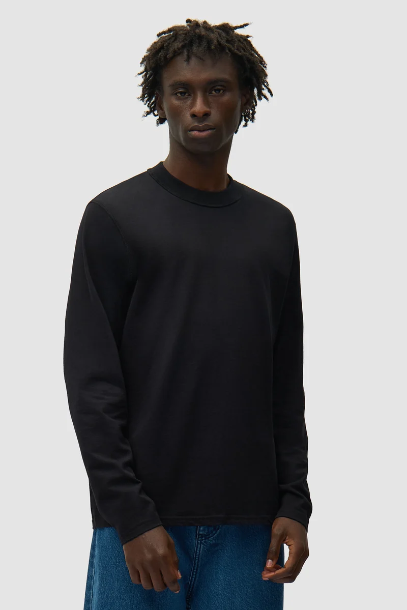 T-shirt à manches longues avec étiquette réversible - Noir