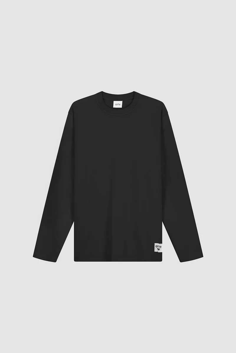 T-shirt à manches longues avec étiquette réversible - Noir