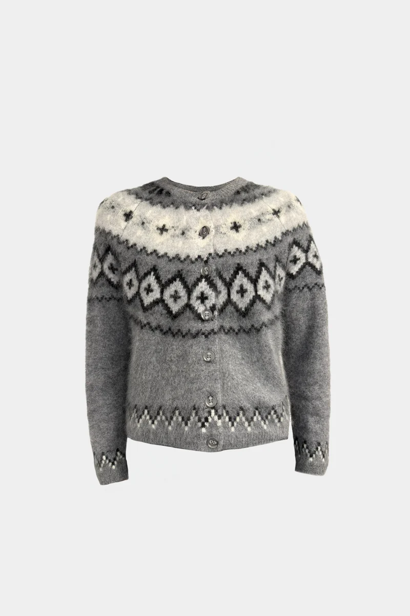 Cardigan en jacquard duveteux
