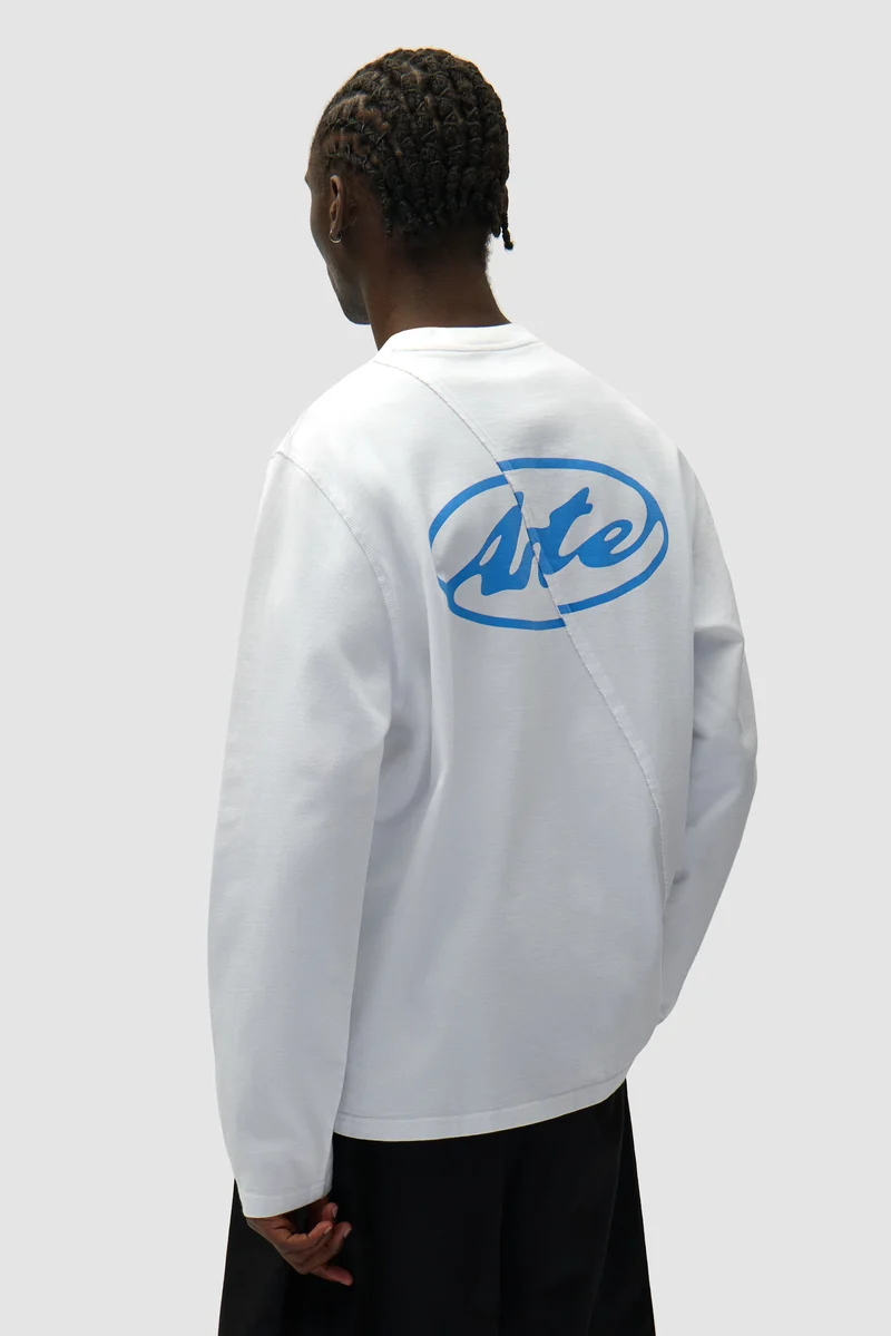 T-shirt à manches longues avec logo cercle dans le dos - Blanc