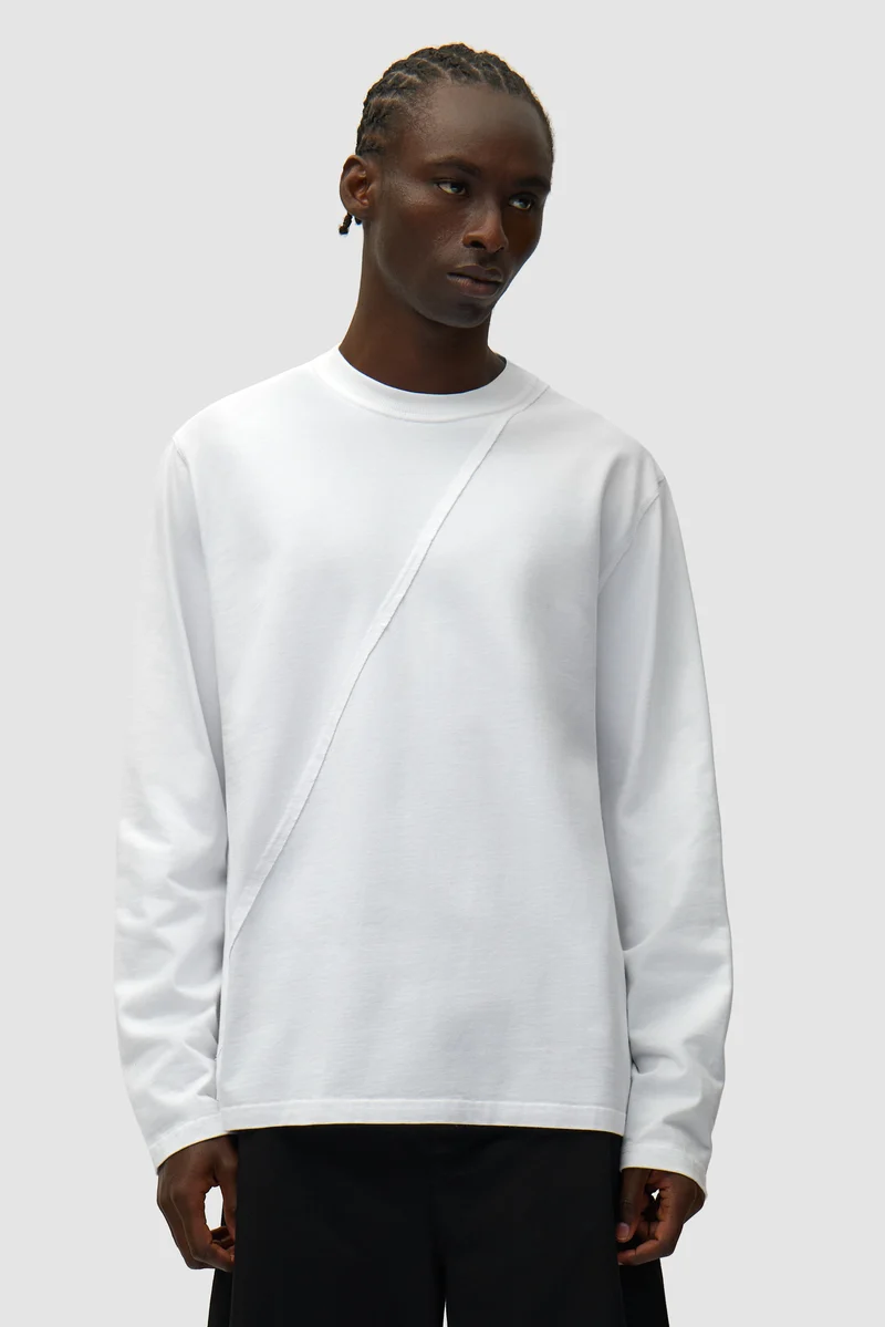 T-shirt à manches longues avec logo cercle dans le dos - Blanc