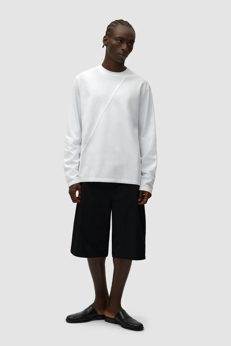 T-shirt à manches longues avec logo cercle dans le dos - Blanc