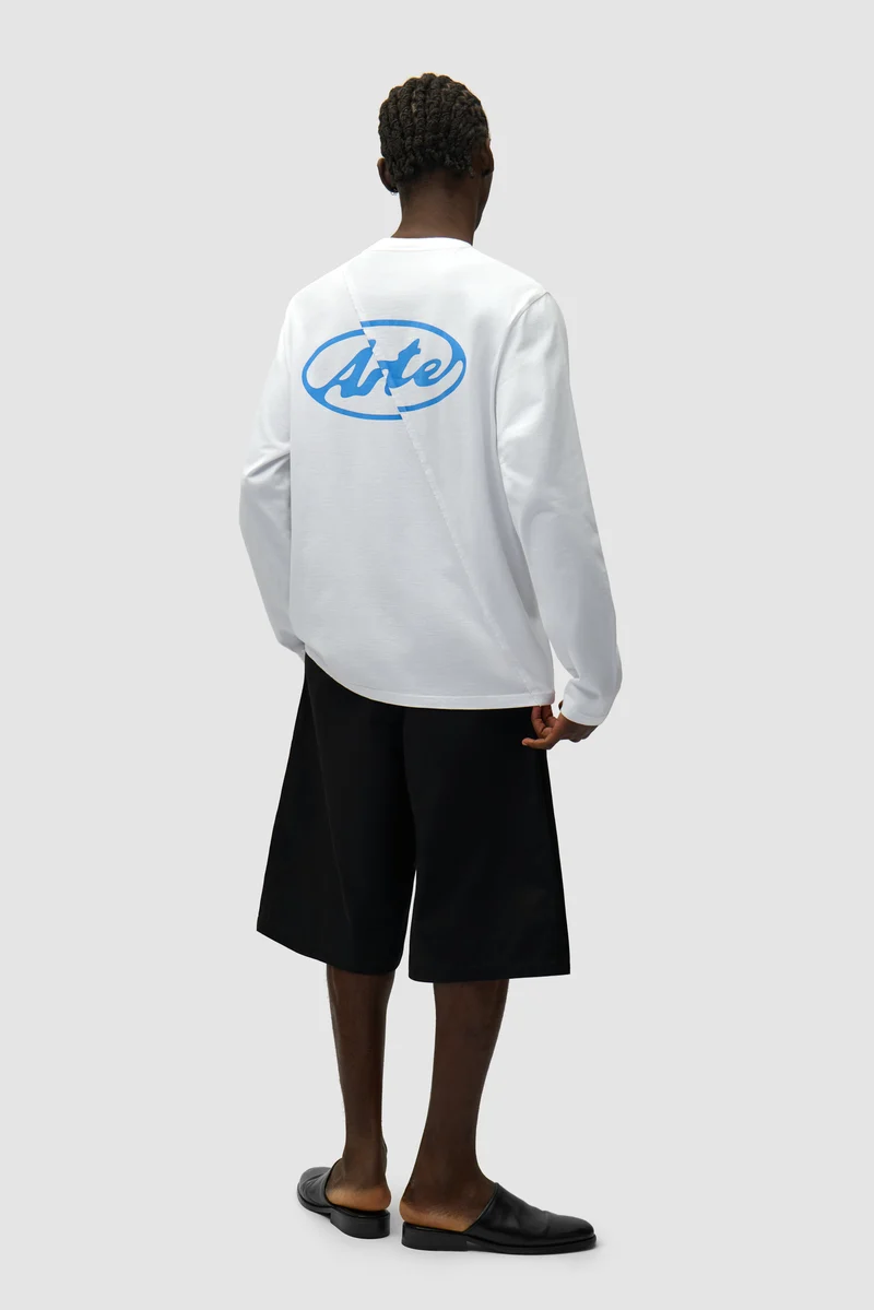 T-shirt à manches longues avec logo cercle dans le dos - Blanc