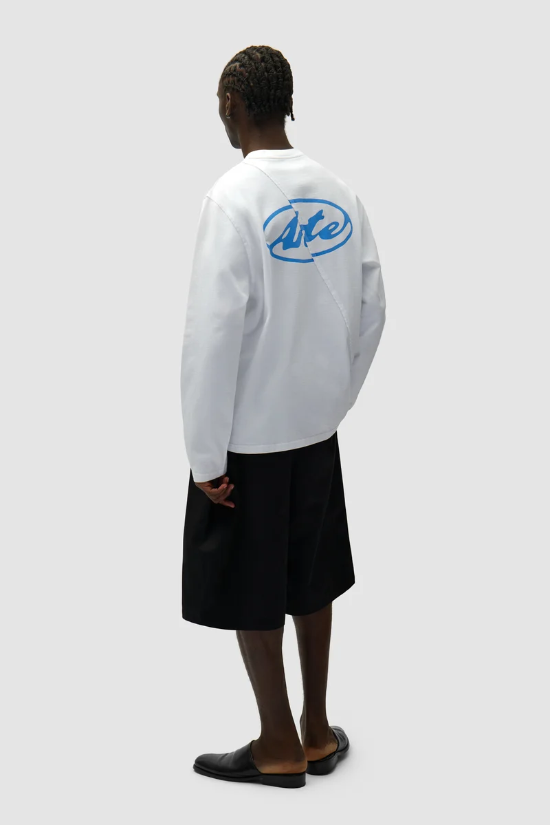T-shirt à manches longues avec logo cercle dans le dos - Blanc