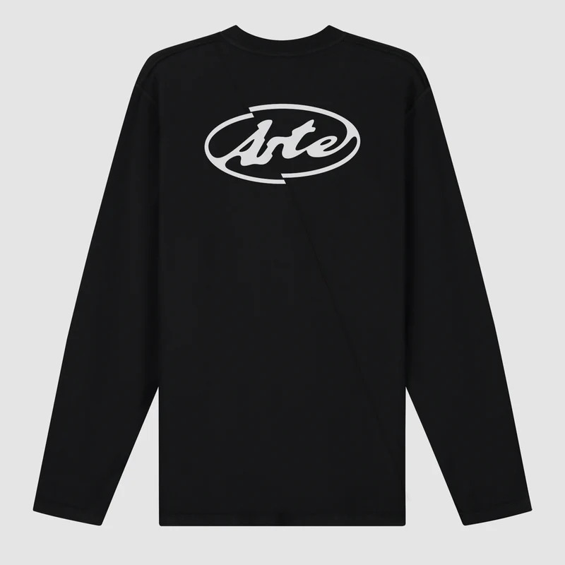 T-shirt à manches longues avec logo cercle dans le dos - Noir