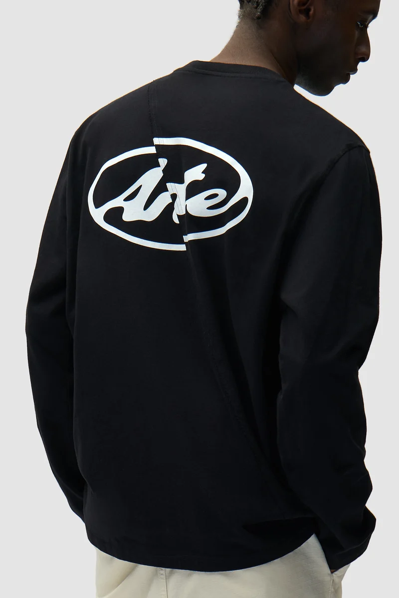 T-shirt à manches longues avec logo cercle dans le dos - Noir