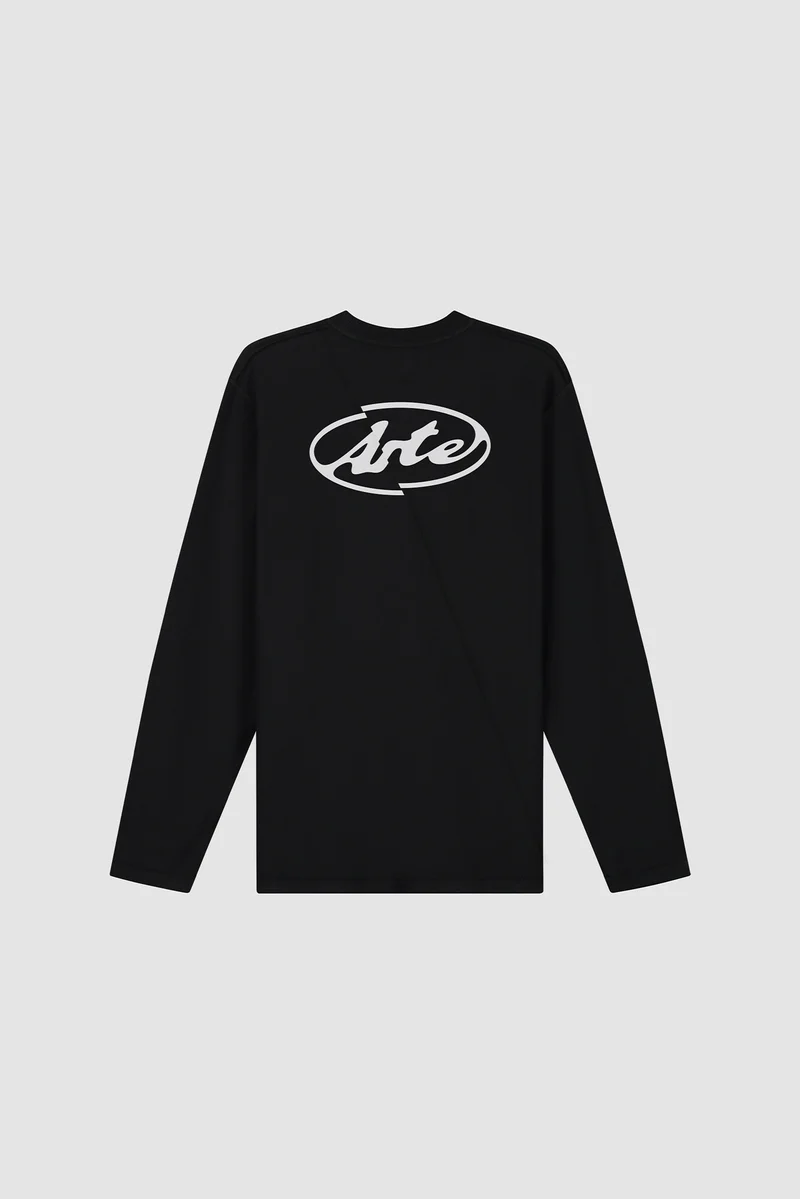 T-shirt à manches longues avec logo cercle dans le dos - Noir